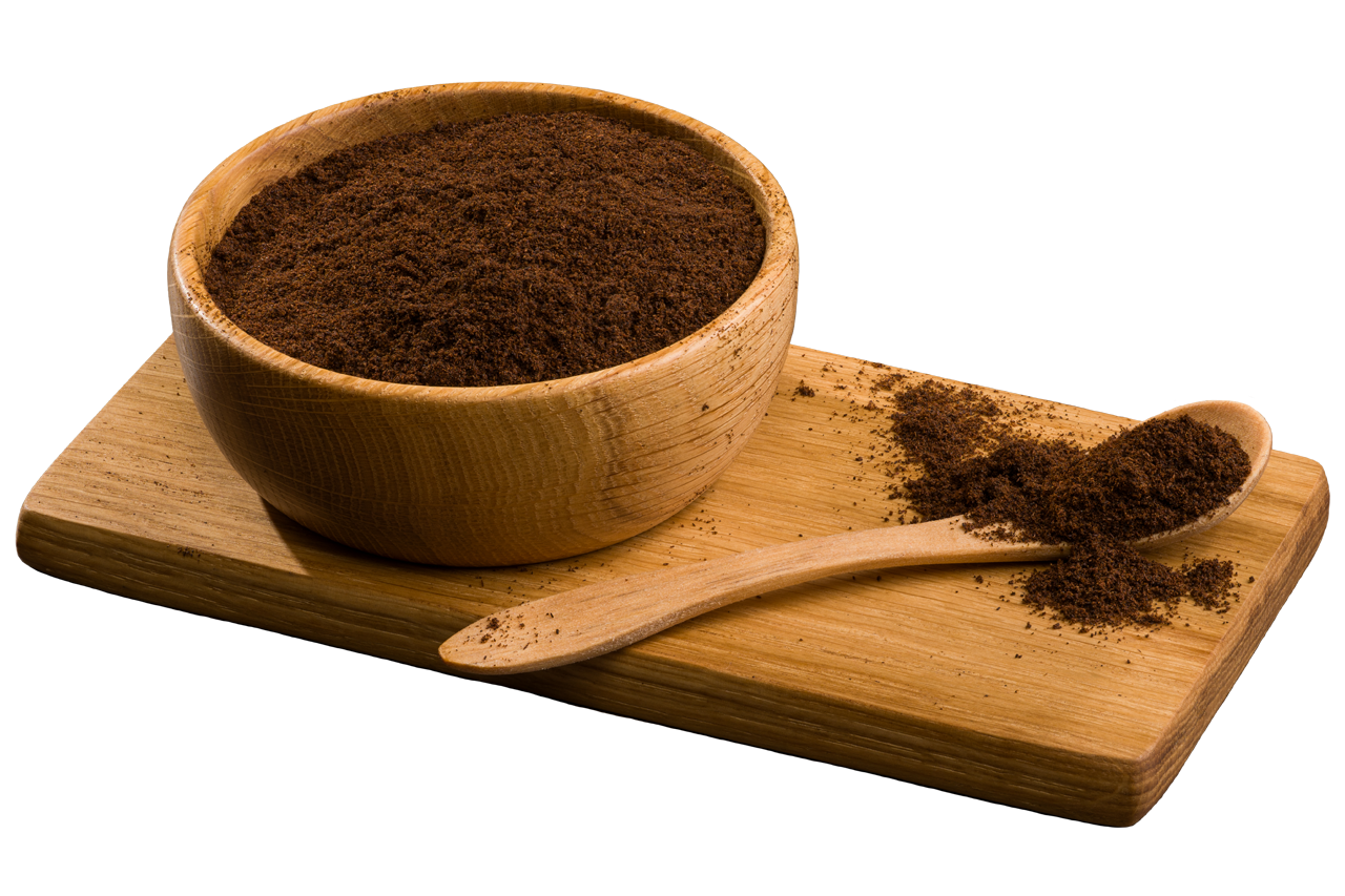 
                        Premium Grade A Madagascar Bourbon vanilla powder in a wooden bowl and spoon on a wooden board.
                      